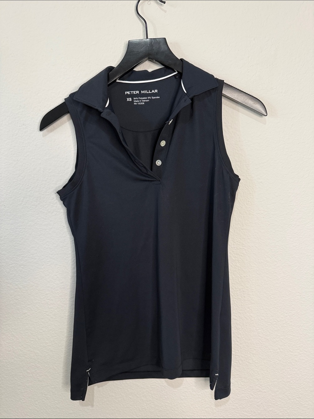 Peter Millar Navy and White Sleeveless Polo Tank